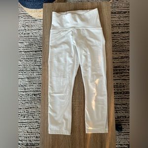 White Lululemon Cropped Leggings with Mesh Sides